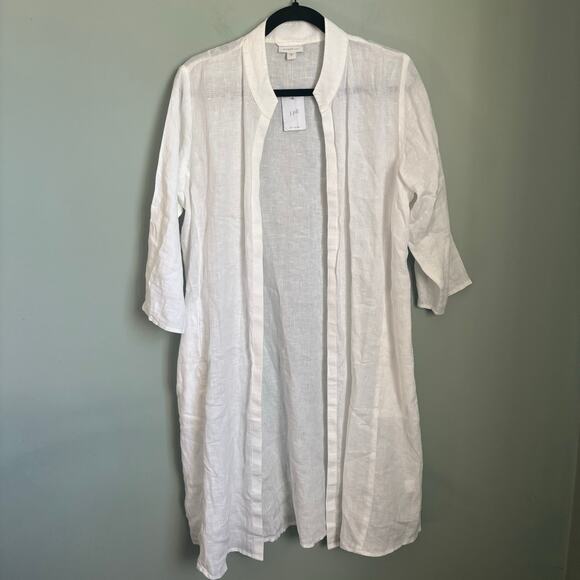 J Jill Linen White Open Front Duster NWT - Picture 1 of 5